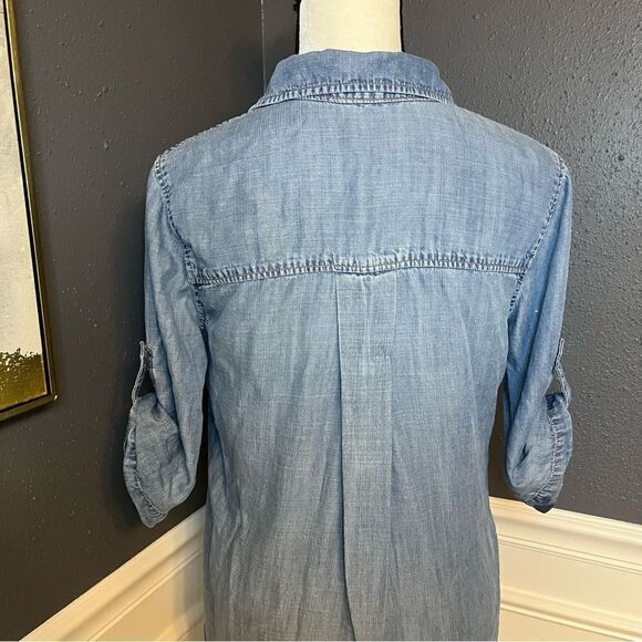 Anthropologie Cloth & Stone Chambray Denim Button Shirt Dress - Picture 10 of 11